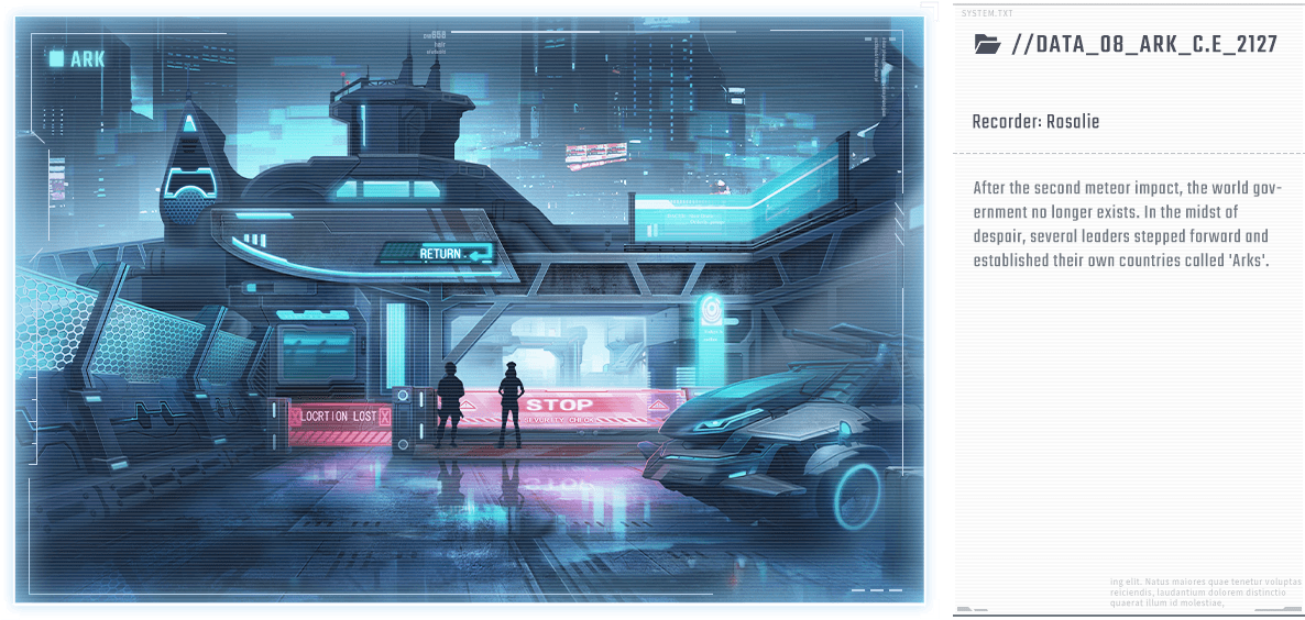 After the second meteor impact, the world government no longer exists. In the midst of despair, several leaders stepped forward and established their own countries called 'Arks'.